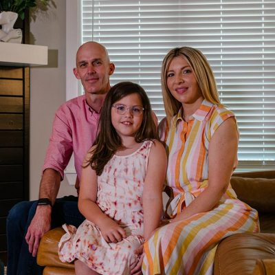 Brook Dennis, a 9-year-old transgender girl in Arkansas, is seen with her parents