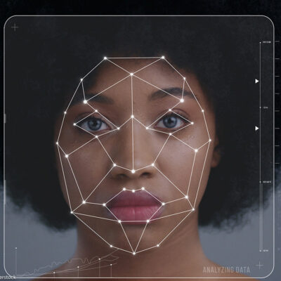 technological scanning of an Afro-American woman's face