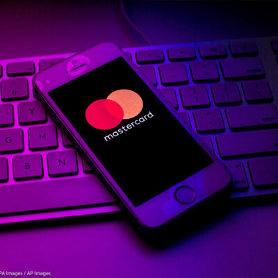 Mastercard symbol on a phone.