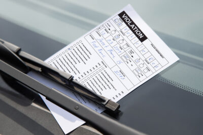Traffic violation on a windshield.
