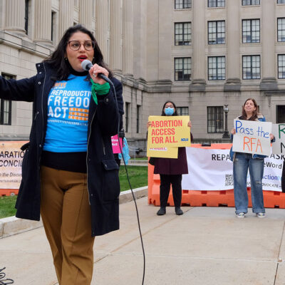 Photo: Courtesy of Christopher Lopez. Demonstrators advocate for the passage of New Jersey's Reproductive Freedom Act