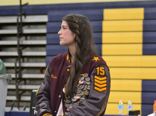 Marina with her varsity jacket 