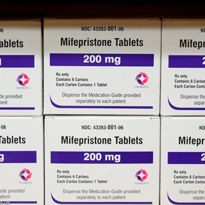 Boxes of the drug mifepristone.