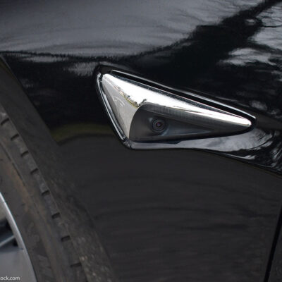A Tesla camera that is built into the car.