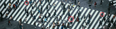 people crossing the street, identified by ai