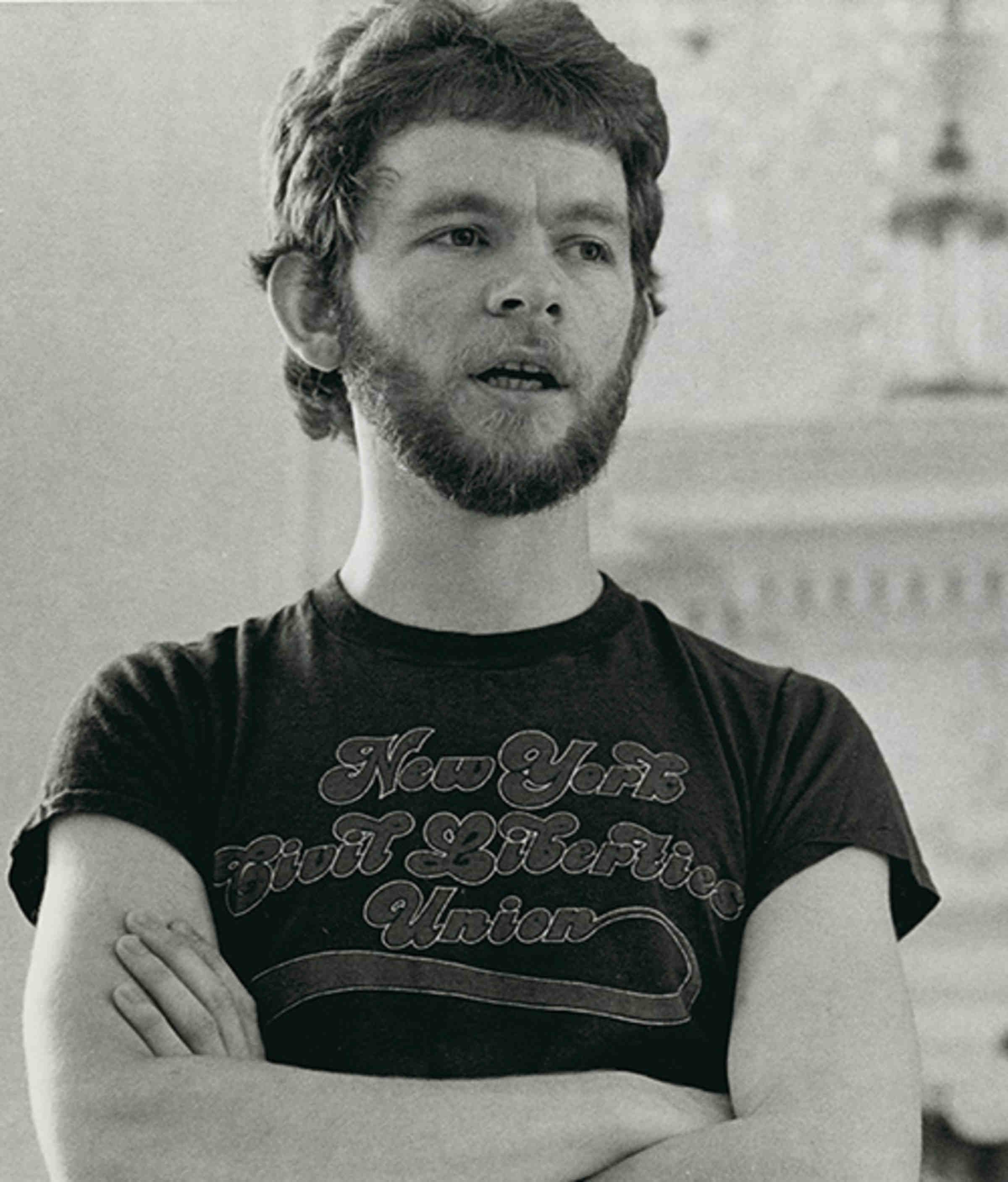 Gara LaMarche wearing a NYCLU t-shirt at the 1983 ACLU Biennial Conference