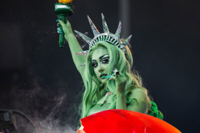Chappell Roan dressed as Lady Liberty performing at Governors Ball, Day 3, New York City, NY