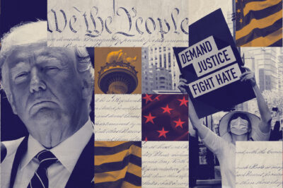 A graphic featuring Trump and imagery pertaining to the criminal legal system.