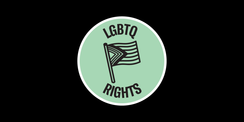 A graphic that says "LGBTQ+ Rights."