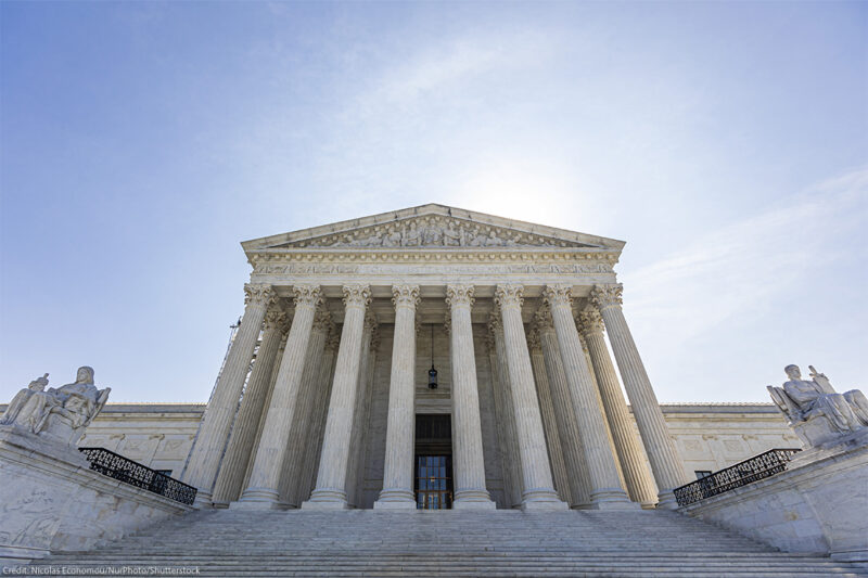An exterior shot of the Supreme Court of the United States building.