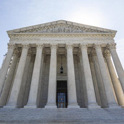 An exterior shot of the Supreme Court of the United States building.