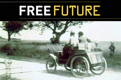 Vintage car driving on a road