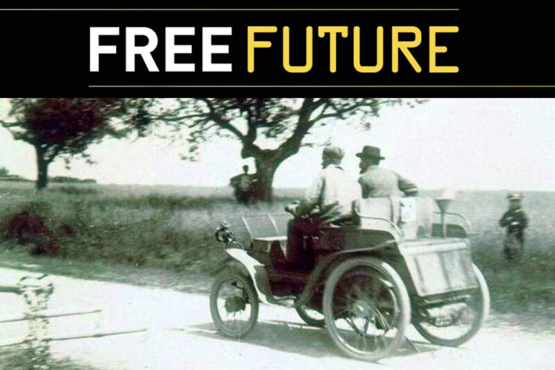 Vintage car driving on a road