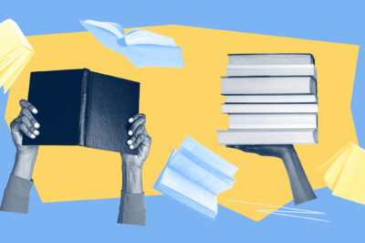 A collage of images pertaining to books and reading.