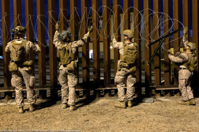 U.S marines assist in securing the Southern Border in San Ysidro, California.