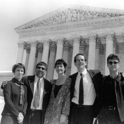 A photo of the the NEA Four at the supreme court.