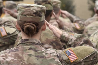 A women soldier in the U.S. military.